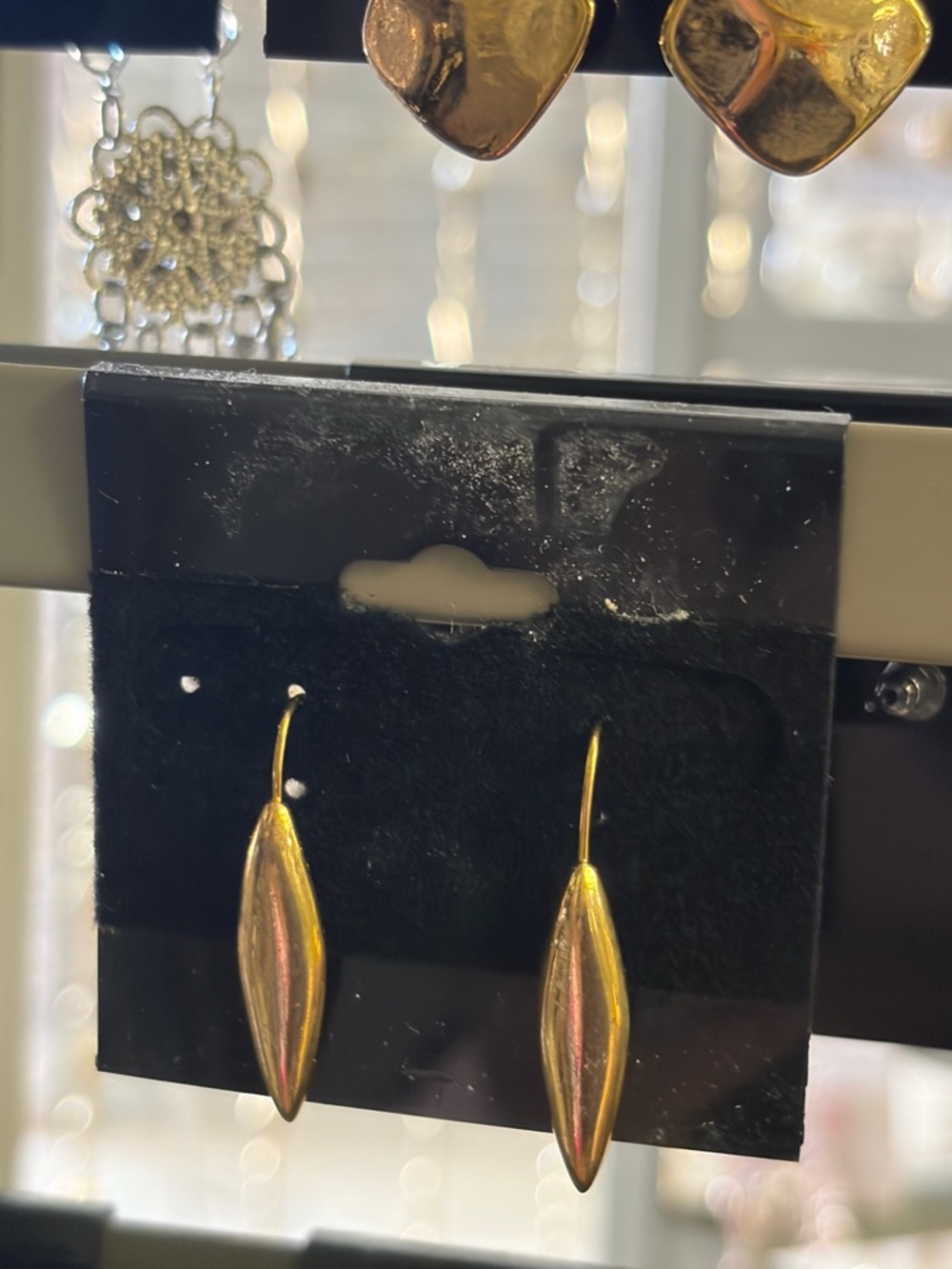 Vintage Gold Leaf Drop Earrings